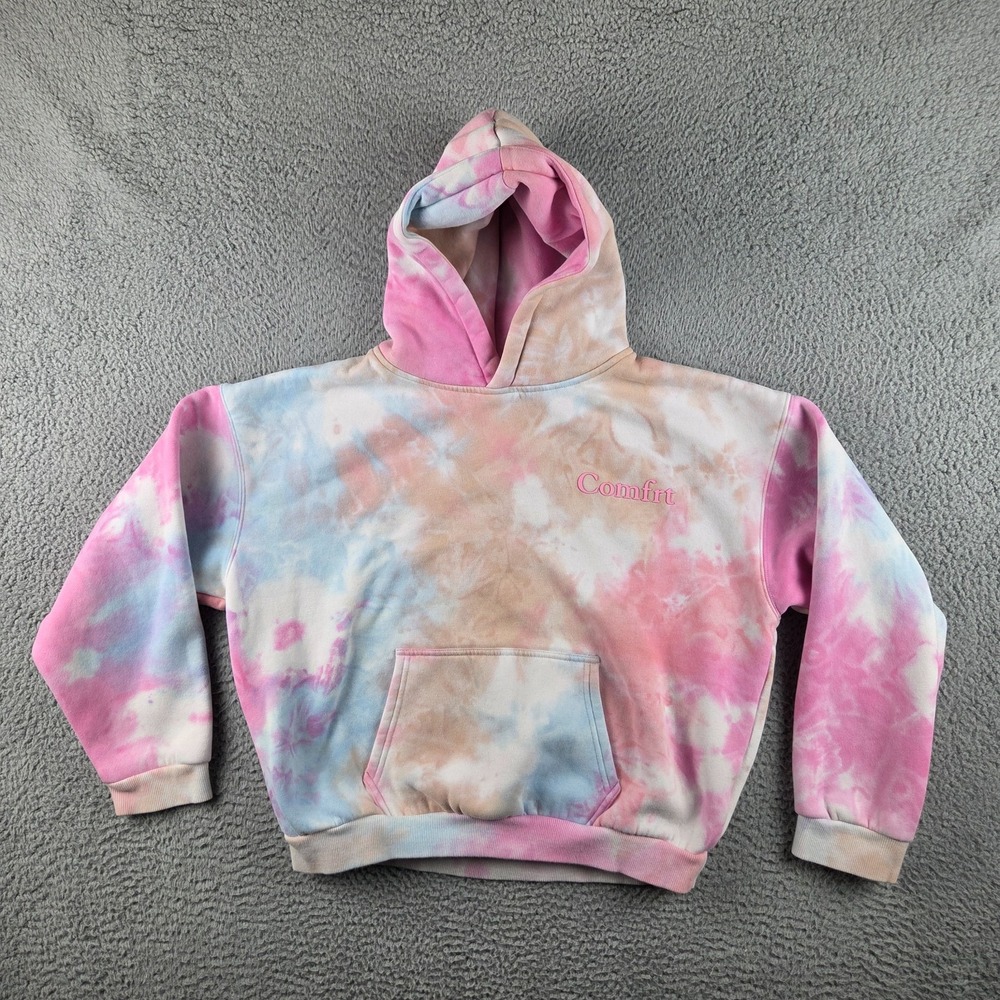Comfrt Signature Hoodie Kids Size XL Cozy Pullover Kangaroo Pocket Tie Dye